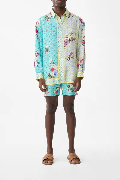 Camilla Oversized Shirt Gardens Of Queluz In Blue