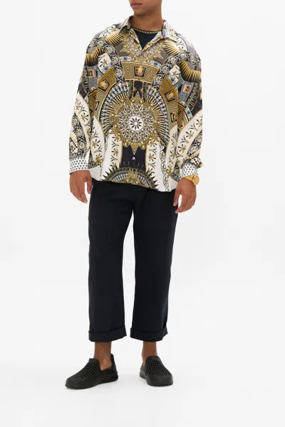 Camilla Oversized Shirt Temples Of Dendara In Black