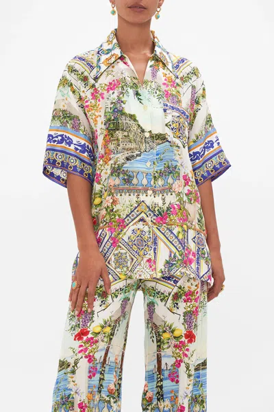 Camilla Oversized Shirt W/ Pocket Amalfi Amore In Multi