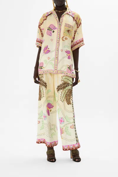 Camilla Oversized Shirt With Pocket Aswan Abstract In Neutral
