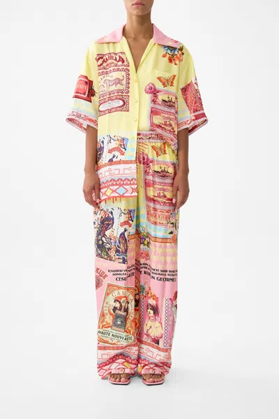 Camilla Oversized Shirt With Pocket Collage Kingdom In Yellow