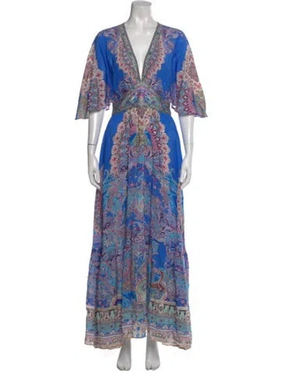 Pre-owned Camilla Paisley Print Long Dress In Blue