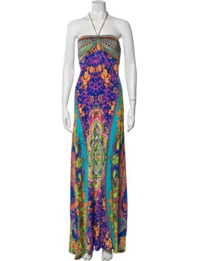 Pre-owned Camilla Paisley Print Long Dress In Blue