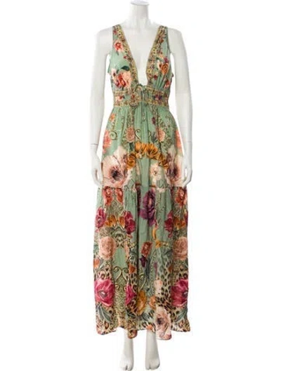 Pre-owned Camilla Paisley Print Long Dress In Green