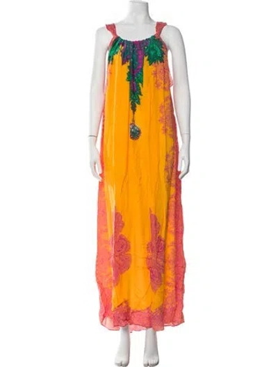 Pre-owned Camilla Paisley Print Long Dress In Orange