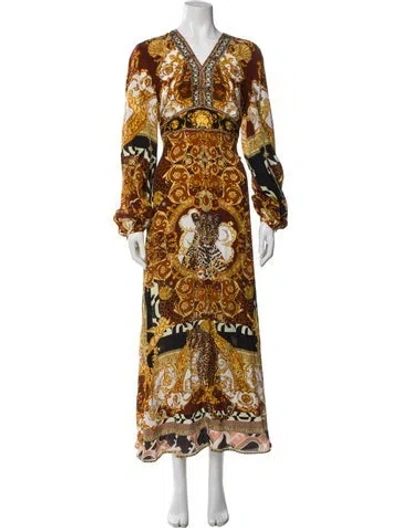 Pre-owned Camilla Paisley Print Long Dress In Orange