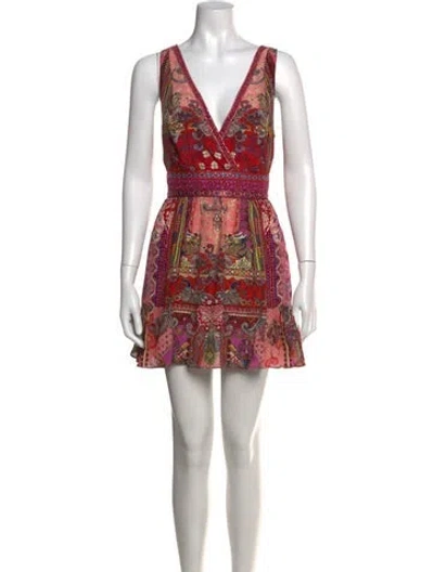 Pre-owned Camilla Paisley Print Mini Dress In Pink/red