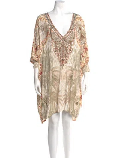 Pre-owned Camilla Paisley Print Mini Dress W/ Tags In Neutral
