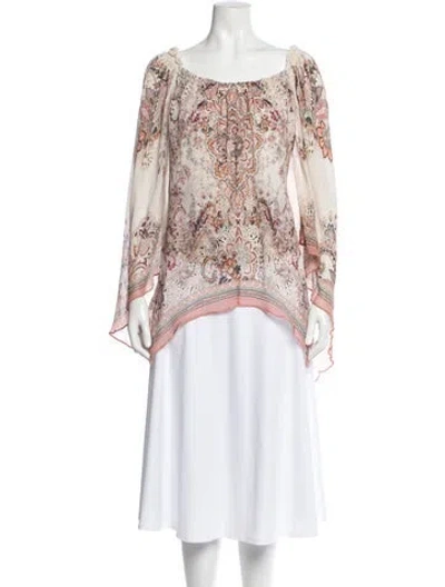 Pre-owned Camilla Paisley Print Scoop Neck Blouse In Pink