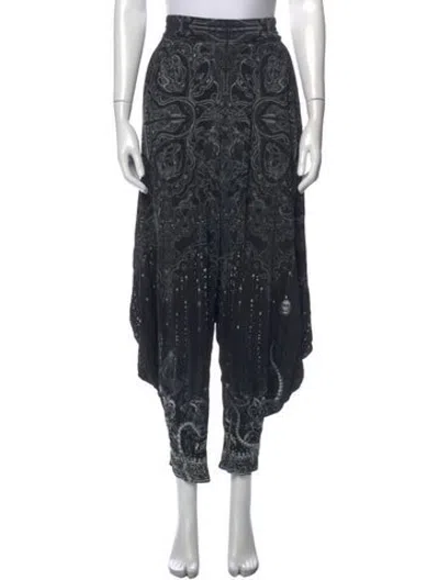 Pre-owned Camilla Paisley Print Wide Leg Pants In Black/white