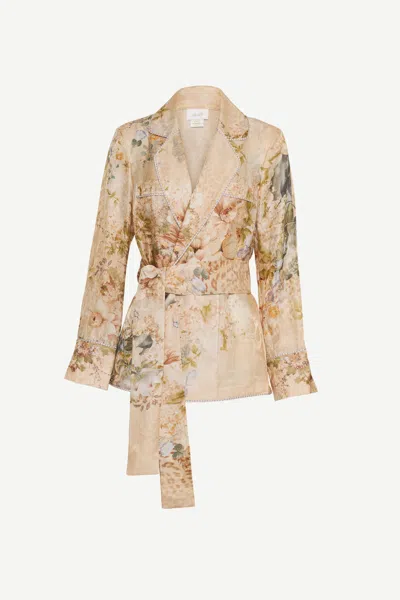 Camilla Pajama Suit Jacket Adorned In Antiquity In Gold