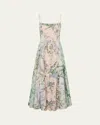 Camilla Embellished Floral-print Linen And Silk-blend Midi Dress In Palacio Playground