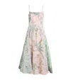 Camilla Embellished Floral-print Linen And Silk-blend Midi Dress In Pink