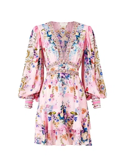 Camilla Palatial Pastels Floral-print Silk Dress In Multi