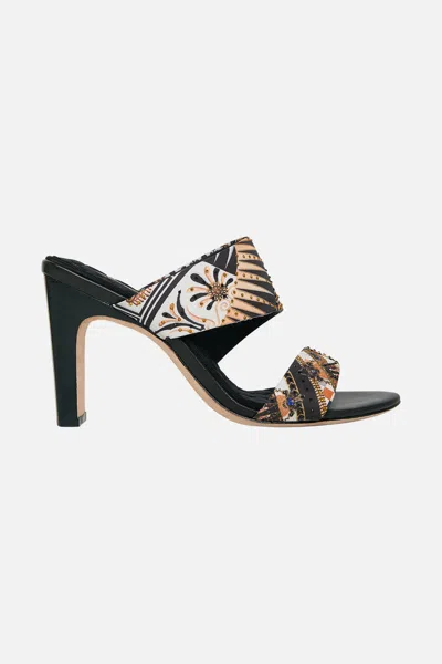 Camilla Pamela Asym Heel Sandal Temples Of Dendara In Black
