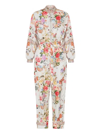 Camilla Panelled Drawstring Zip-up Jumpsuit In White