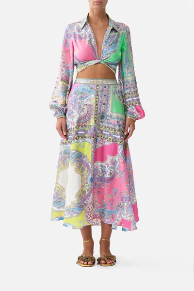Camilla Panelled Flared Long Skirt Magic Carpet Ride In Multi