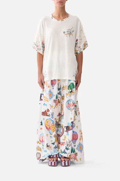 Camilla Panelled Side Split Tee Kapadokya Kitsch In White