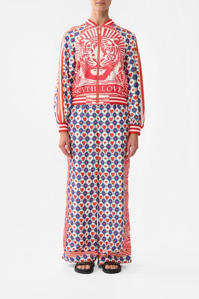 Camilla Panelled Sleeve Blouson Bomber Rinse & Roar In Multi
