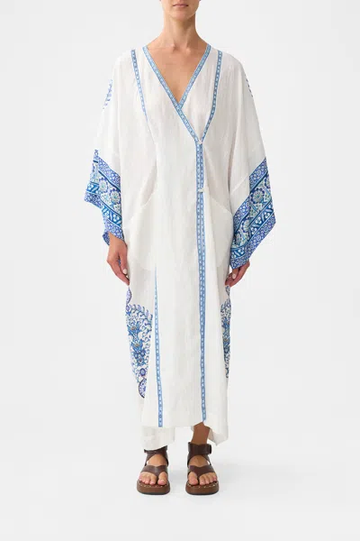 Camilla Panelled Wrap Kaftan Isnik Lullaby In White
