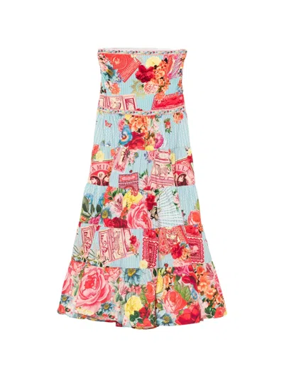 Camilla Papers And Curious Capers Tiered Skirt In Blue