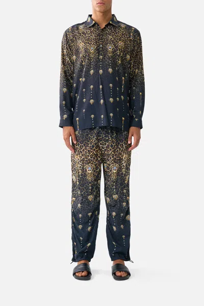 Camilla Parachute Pant With Elastic Waist Feline Folklore In Blue