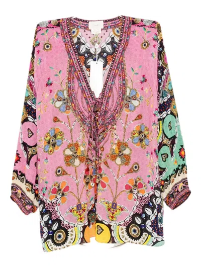 Camilla Patchwork Panorama Blouse In Pink