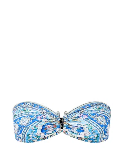 Camilla Pattern Bandeau Bikini Top In Blue