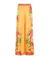 Camilla The Flower Child Society Wide-leg Silk Trousers In Yellow