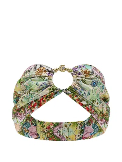 Camilla Patterned Crysta-detaill Headband In Brown