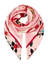 Camilla Patterned Square Silk Scarf In Pink