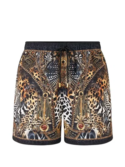 Camilla Patterned Swim Shorts In Brown
