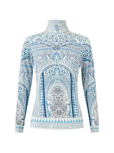 Camilla Patterned Turtleneck T-shirt In Blue
