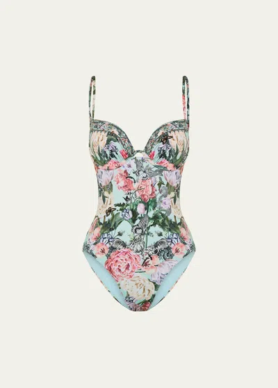 Camilla Petal Promise Land Continuous Wire Molded One-piece Swimsuit In Multi