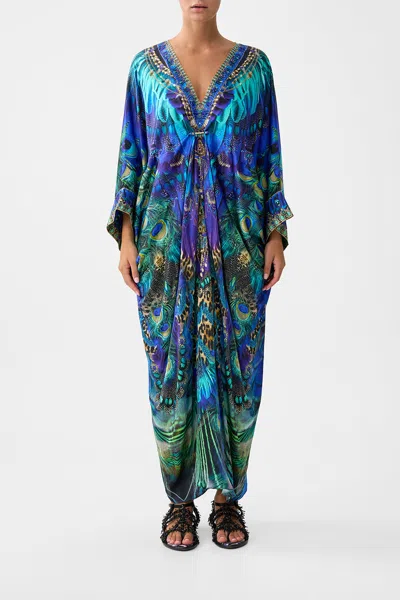 Camilla Pierced V Neck Kaftan Cosmic Zoology In Blue