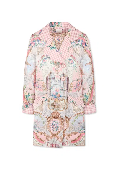 CAMILLA PINK COAT FOR GIRL WITH FLORAL PRINT