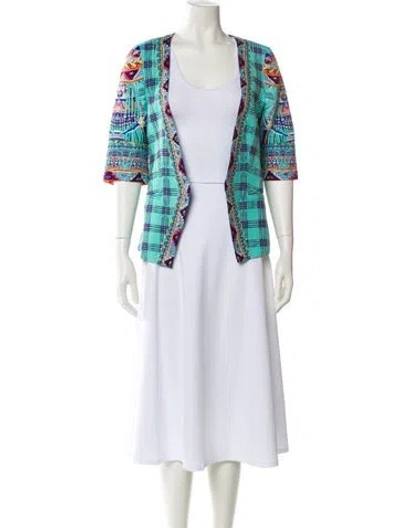 Pre-owned Camilla Plaid Print Jacket In Blue