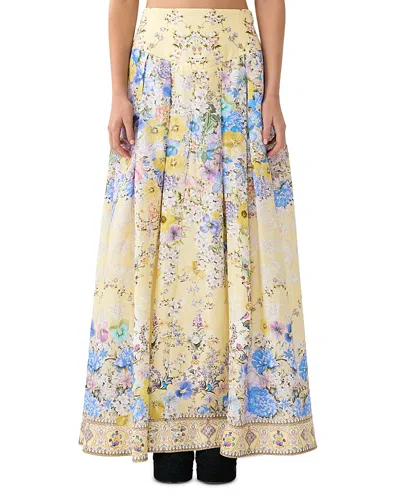 Camilla Pleated Maxi Skirt In Yellow