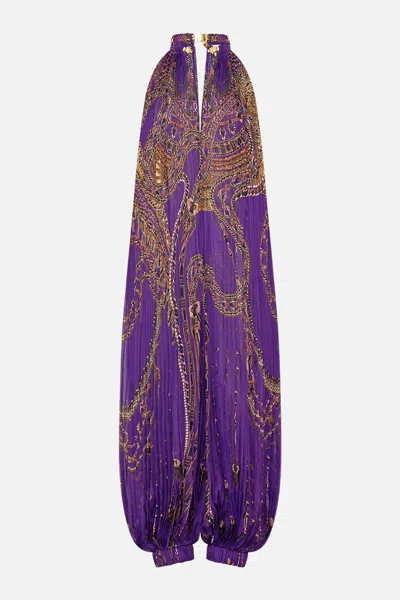 Camilla Plisse Jumpsuit With Neckpiece Luxorland Lady In Purple