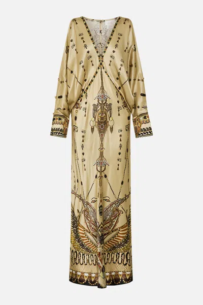 Camilla Plunge Neck Draped Shoulder Dress Gateway To The Afterlife In Green
