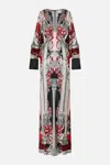 Camilla Plunge Neck Draped Shoulder Dress Mark Of Medusa
