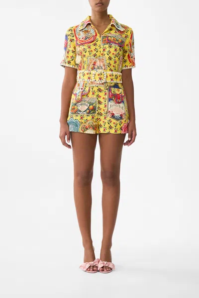 Camilla Pocket Playsuit Soap Opera In Yellow