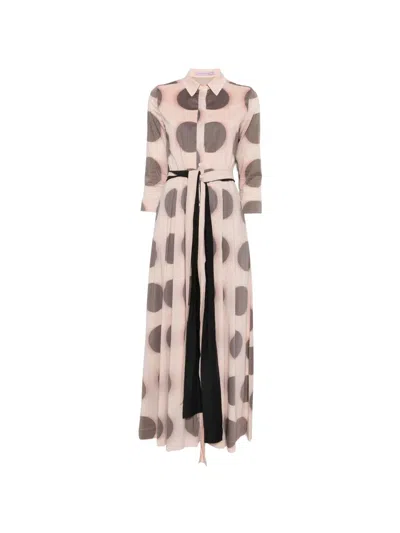Camilla Polka-dot Belted Maxi Dress In Pink