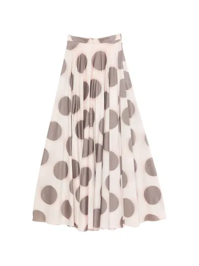 Camilla Polka-dot Pleated Maxi Skirt In Multi