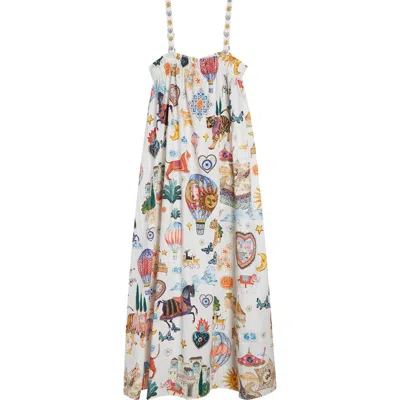 Camilla Print Cotton Maxi Sundress In Multi