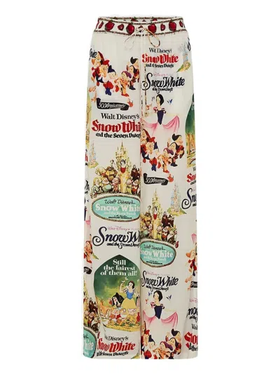 Camilla Print Silk Trousers In White