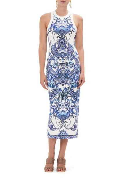 Camilla Print Sleeveless Stretch Jersey Midi Dress In Glaze And Graze