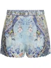 Camilla Hemline Shorts With Floral Pattern And Belt In Blue
