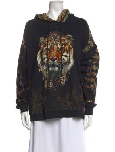 Pre-owned Camilla Printed Crew Neck Hoodie In Black