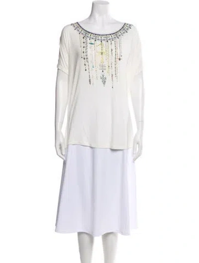 Pre-owned Camilla Printed Crew Neck Top In Neutral